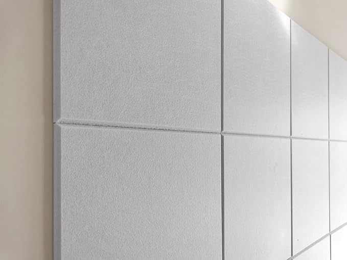 Felt Wall Tiles | Large Cork Board Alternative | Aesthetic Felt Bulletin Board for Office, Home & Classroom | Large Cork Boards for Walls Pinboard (12-Pack) | Gray White