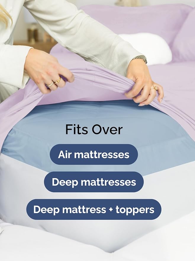 Extra Deep Pocket Full Sheets - 4 Piece Breathable & Cooling Bed Sheets - Hotel Luxury Sheet Set - Soft, Wrinkle Free & Comfy - Easily Fits Extra Deep Mattresses - Deep Pocket Light Lavender Sheets