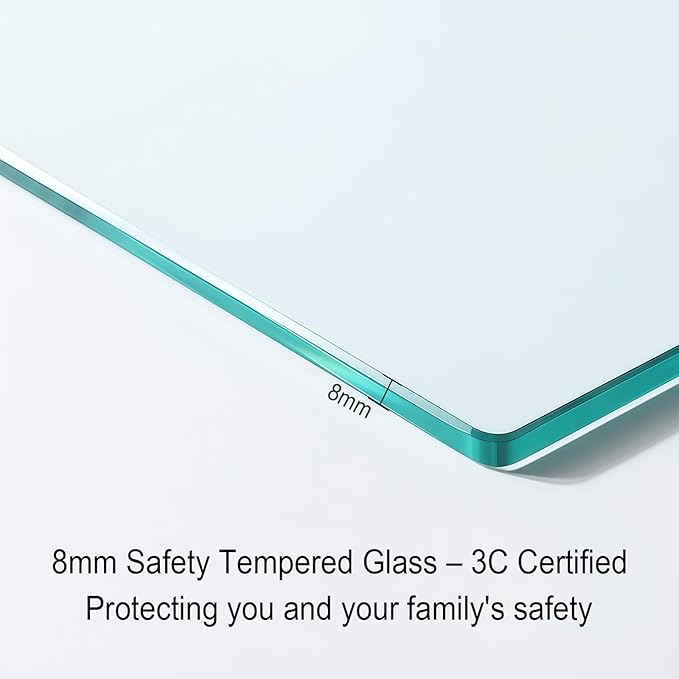 Bathroom Shelf Glass Shelves 23-Inch Floating Tempered Glass Shelf Rectangular Aluminum Wall Mounted Silver Polished Shelves for Kitchen Organizers