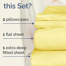 Extra Deep Pocket Queen Sheet Set - 4 Piece Breathable & Cooling Bed Sheets - Hotel Luxury Sheet Set - Ultra Soft, Wrinkle Free & Comfy - Easily Fits Extra Deep Mattresses - Deep Pocket Yellow Sheets