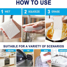 10 Pack Magic Sponge Eraser 3X Thick and Long Lasting Melamine Cleaning Sponges in Bulk - Multi Surface Scrubber Foam Cleaning Pads - Bathtub, Floor, Baseboard, Bathroom, Wall Cleaner （3.9*2.5*1.1in）