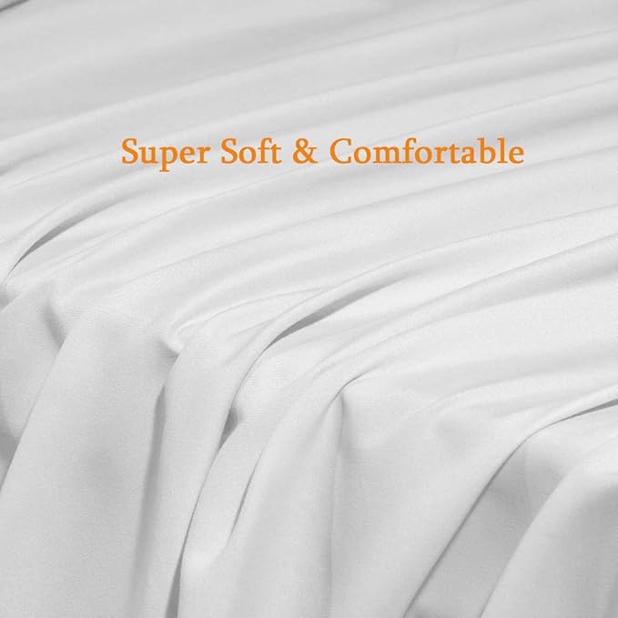 SONORO KATE Bed Sheet Set Super Soft Microfiber 1800 Thread Count Luxury Egyptian Sheets Fit 18-24 Inch Deep Pocket Mattress Wrinkle-4 Piece (White, Twin)