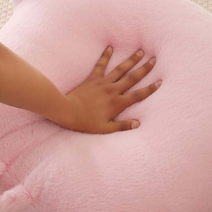 Reading Pillow for Sitting in Bed, Large Backrest Reading Pillow with Arm Rest,Back-Rest Support Cushion for Sit Up on Couch, Sofa, and Floor, Dorm Essentials (Pink Faux Fur, Large(19"))