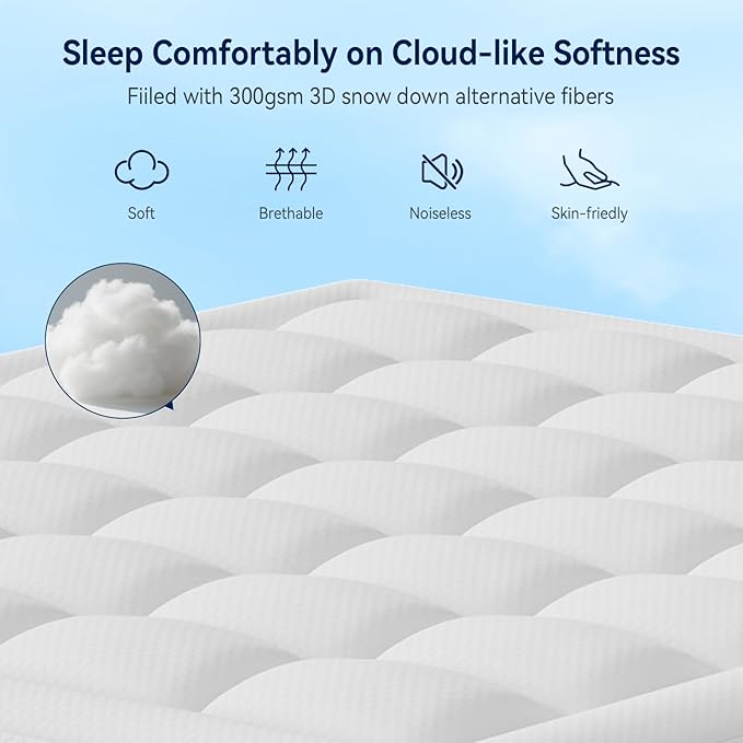 ELEMUSE Full XL Dual Layer 3 Inch Memory Foam Mattress Topper, 2 Inch Cooling Gel Memory Foam and 1 Inch Thick Soft Pillow Top Mattress Pad Cover for Back Pain Relief, Side Sleep Bed Topper