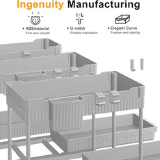3 Pack Under Sink Organizers, 2-Tier Multi-Use Kitchen and Bathroom Organizers and Storage with Sliding Drawers，Bathroom Cabinet Organizer (Gray, 12.8 Inch)