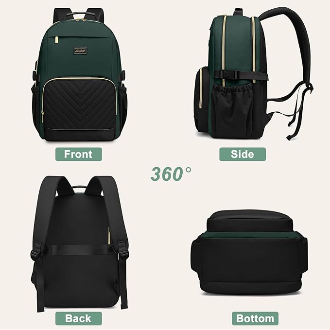 Laptop Backpack for Women Bookbag: 15.6 inch Work School Backpacks with Pouch Pocket for Large Capacity Cup & USB Charger College Book Bag Travel Business Nurse Teacher Bookbags Anti-theft Back Pack