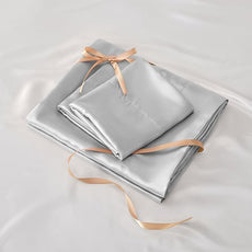 BEDELITE Satin Sheets Queen Size Bed Set, Luxury Soft Grey Silky Sheets for Hair and Skin, Similar to Silk Bed Sheets Set 4 Pieces with 1 Deep Pocket Fitted Sheet, 1 Flat Sheet, and 2 Pillowcases