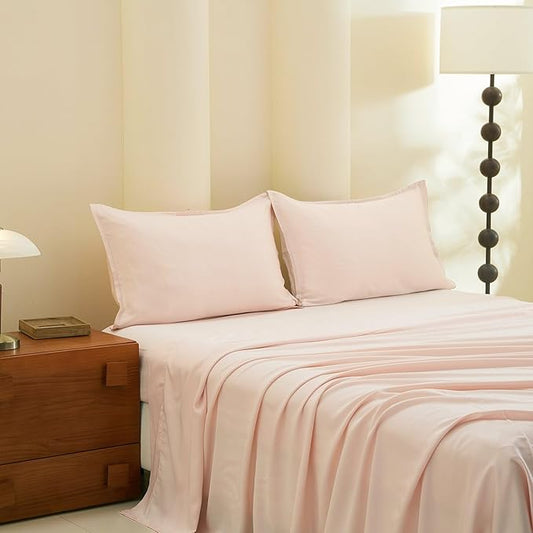 Queen Size 4 Piece Bed Sheet Sets, DeepSleep Tech Luxury Bedding Made with 100% Tencel Lyocell - Silky, Lustrous & Gentle on Skin | Dollhouse (2 Sheets, 2 Pillow Cases)