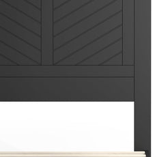 Serene Farmhouse Style Wood Bed in Twin Size with Chevron Scoring Headboard, Coastal Modern Design, Sturdy, Easy Assembly, Ample Underbed Storage, Black Finish