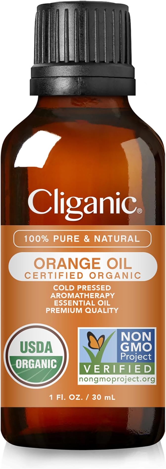 Cliganic Organic Sweet Orange Essential Oil, 1oz - 100% Pure Natural for Aromatherapy Diffuser | Non-GMO Verified (Packaging May Vary)