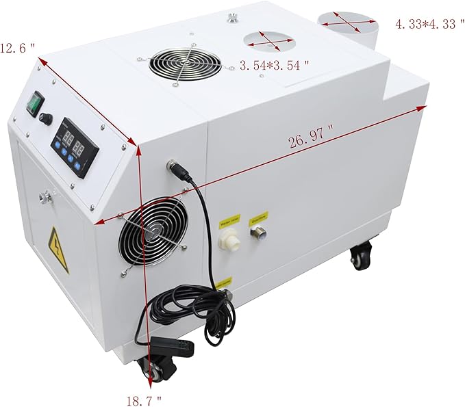 Industrial Ultrasonic Humidifier Commercial Cool Mist Humidifier 2kg/h (with Water Barrel Hole) Portable Air Cooler Sprayer for Large Room Greenhouse Agricultural