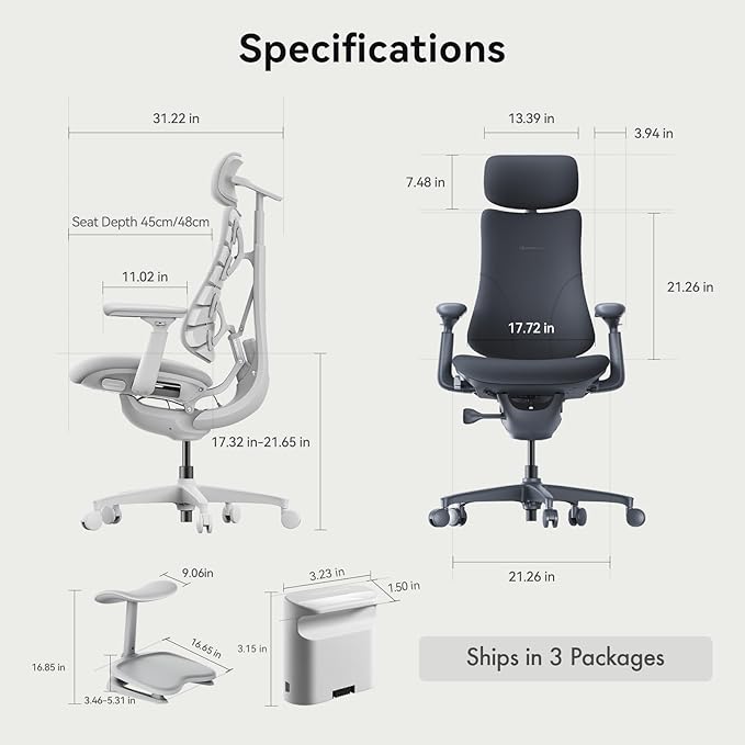 LiberNovo Dynamic Ergonomic Desk Chair + StepSync Footrest + Extra Battery Bundle - Comfy Home Office Chair with Adaptive Lumbar Support, 160° Recline & Built-in Spine Stretch, Black+45cm