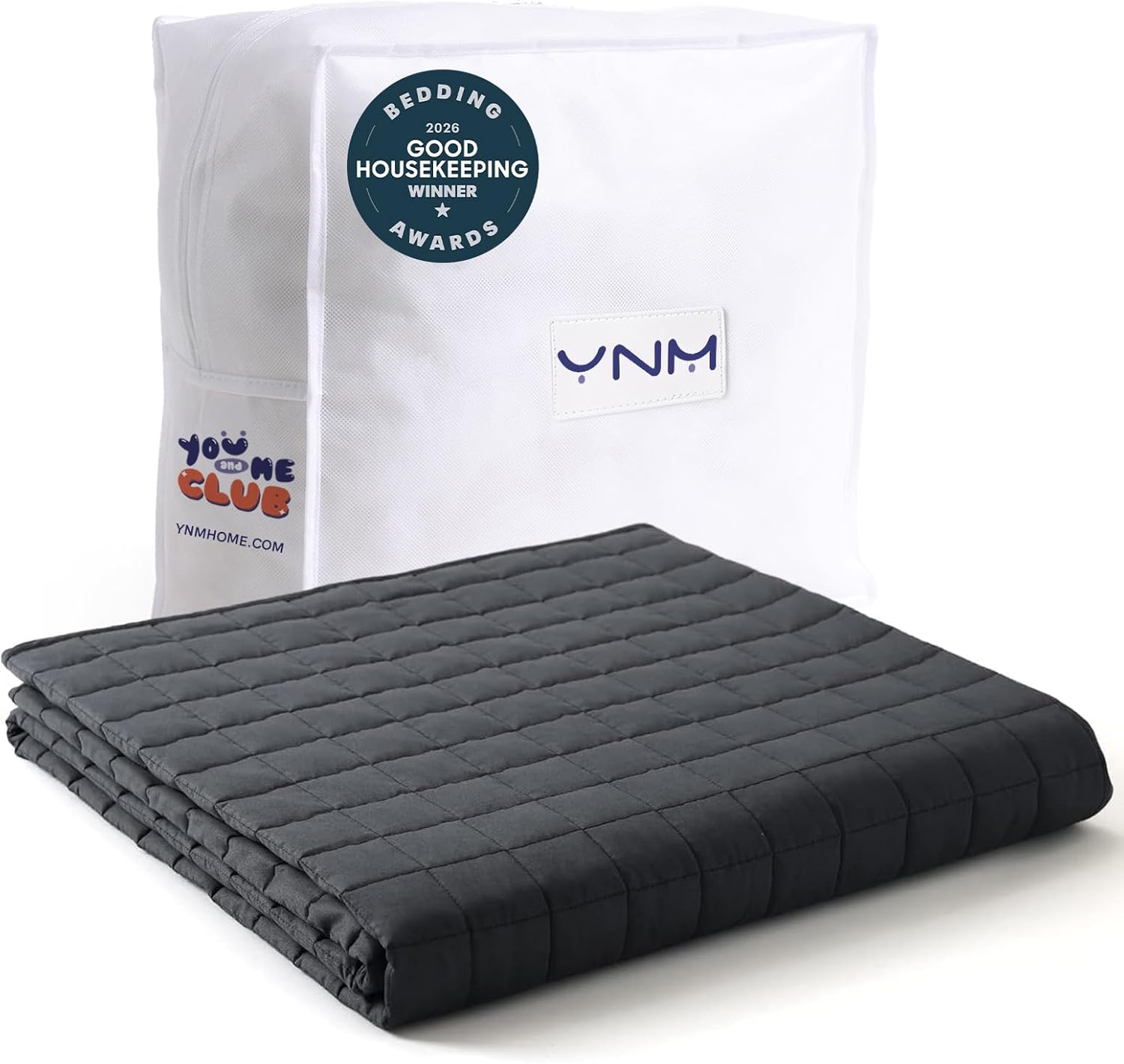 YnM 15lbs Weighted Blanket for Adults, Heavy Bed Throw Blanket with Cooling Glass Beads for All Season Use, Ideal for ~140lbs (48x72 Inches, Twin/Full, Dark Grey)