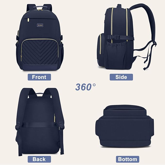 Laptop Backpack for Women Bookbag: 15.6 inch Work Backpacks with Pouch Pocket for Large Capacity Cup & USB Charger College Book Bag Travel Business Nurse Teacher Bookbags Anti-theft Back Pack
