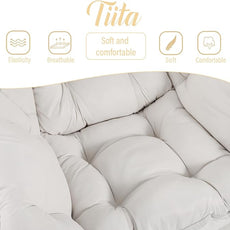 Tiita Lazy Chair, Modern Large Accent Lounge Armchair, Comfy Leisure Sofa Reading Chair for Bedroom, Living Room, Dorm Rooms, Garden and Courtyard, Beige