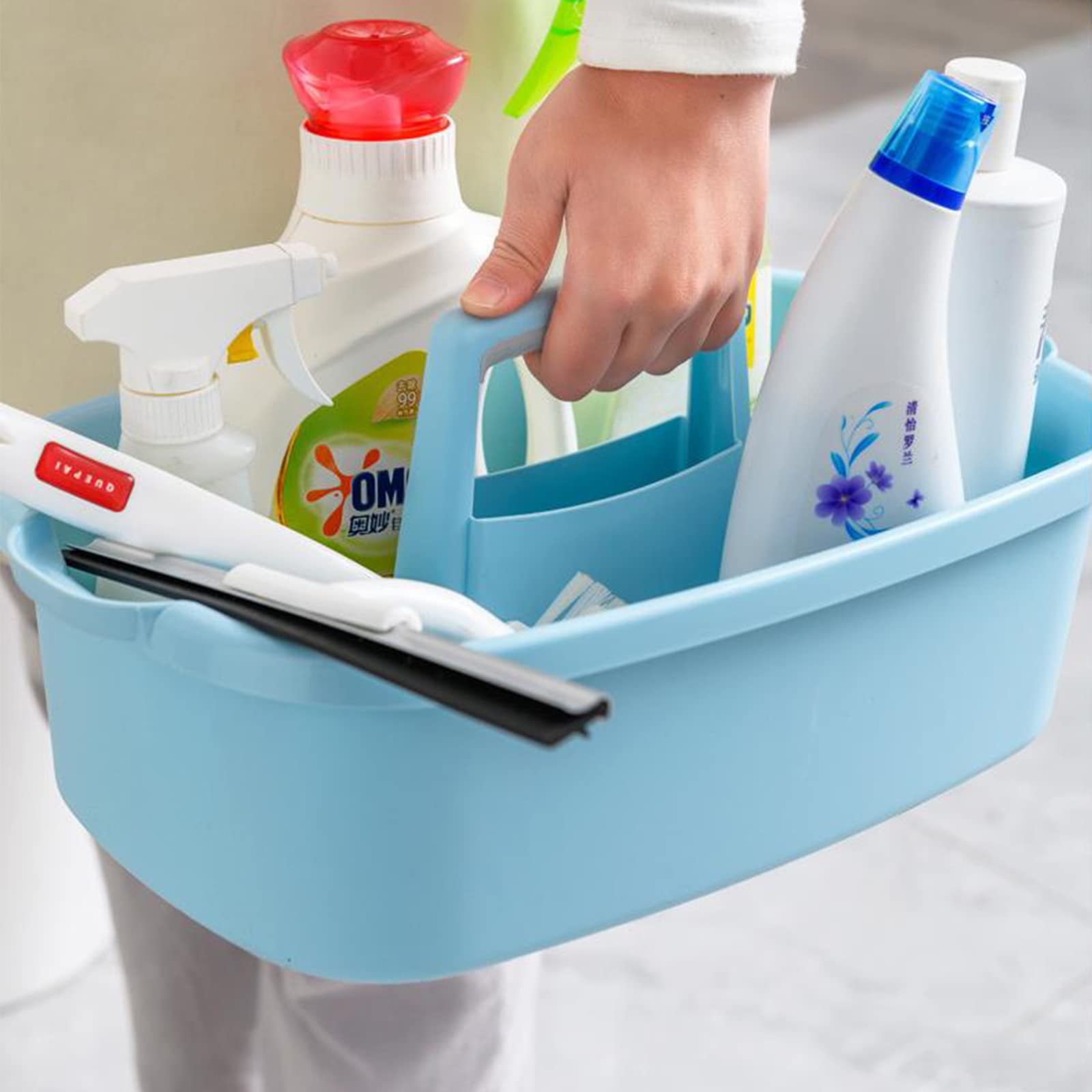 JiatuA Large Cleaning Supplies Caddy Portable Shower Basket Supply Organizer with Handle Plastic Bucket Tool Storage for Bathroom, Bedroom, Kitchen, College Dorm, Garden, Dark Gray Dormly