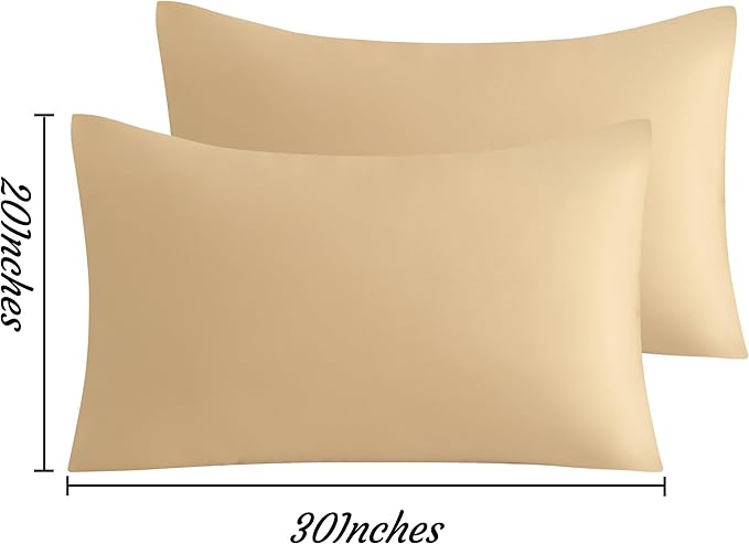 NTBAY Queen Pillow Cases Set of 2, 2 Pack Brushed Microfiber Pillowcases, Soft, Wrinkle, Fade, Stain Resistant Pillow Cases with Envelope Closure, 20x30 Inches, Light Taupe