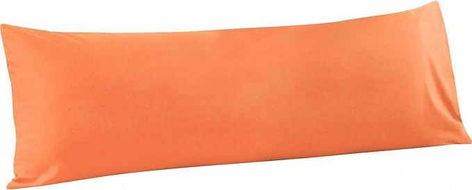 FLXXIE Body Pillow Cover - Super Soft Microfiber 20x54 Body Pillow Case - Envelope Closure, Wrinkle, Stain Resistant Orange Body Pillow Cover, 20x54, Orange