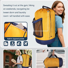 Laundry Bag with Shoulder Straps and Mesh Pocket Laundry Backpack Large Portable Laundry Hamper for College Laundromat Apartment