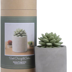 Reed Diffuser Set, 3.38 fl oz/100 ml Succulent Ceramic Fragrance Diffuser Vase Set, Home Fragrance Reed Diffuser for Bathroom Office Living Room Decor (Sweet Orange Cedar)