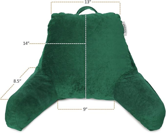 Nestl Reading Pillow for Kids & Teens with Shredded Memory Foam, Backrest Pillows for Reading, Watching, and Gaming, Use on The Couch, Bed, or Floor, Adjustable Support with Washable Cover Dark Green