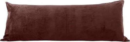 EVOLIVE Soft Micromink, Faux Fur, Faux Suede, Faux Velvet Body Pillow Cover 21"x54" Replacement with Zipper Closure (21"x54" Body Pillow Cover, Brown)