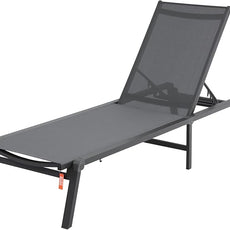 VEVOR 2 Pcs Chaise Lounge Chairs Outdoor, Aluminum Patio Lounge Chair with Adjustable 5-Position, Folding Pool Chairs Recliner and Full Flat Tanning Chair for Patio, Beach, Pool, Grey, 2 pcs