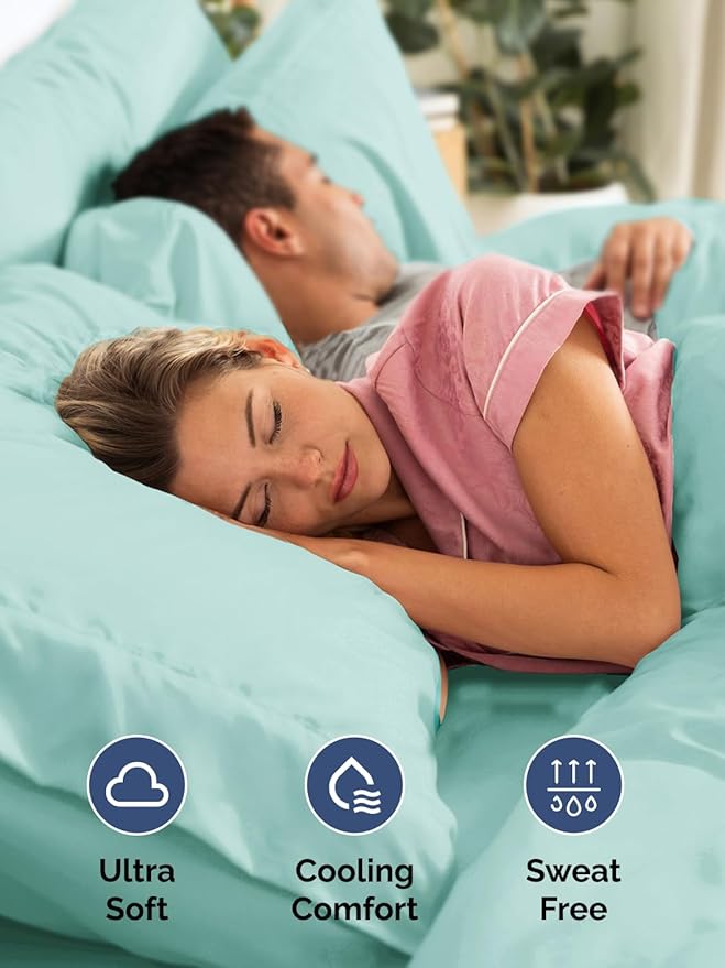 Extra Deep Pocket Split King Sheets - 5 Piece Breathable & Cooling Bed Sheets - Hotel Luxury Sheet Set - Soft, Wrinkle Free & Comfy - Easily Fits Extra Deep Mattresses - Deep Pocket Spa Blue Sheets