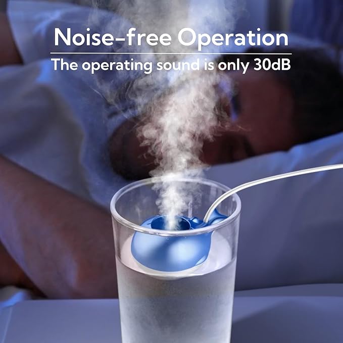 Portable Small Humidifier Dual Nozzle - Large Cool Mist Humidifiers Double Spray Ports, Water Shortage Protection, Ultra-Quiet, Mini Humidifier for Bedroom Plants Office Car Travel (Whale Tankless)