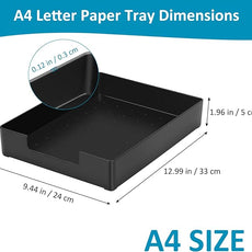 Letter-Size Paper Tray Organizer/Office Organizers/Rectangular Plastic Files/Desk Accessories, Plastic Paper Holder File Organizer for Office, School, Home Storage (Black)/Stackable/