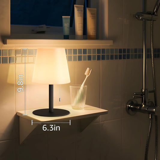 uuffoo Shower Lamp Waterproof Shower Light Warm White & RGB Dimmable Rechargeable Table Lamp Cordless Night Light for Bathroom, Dining Room, Patio H9.8in, D6.3in (Black)