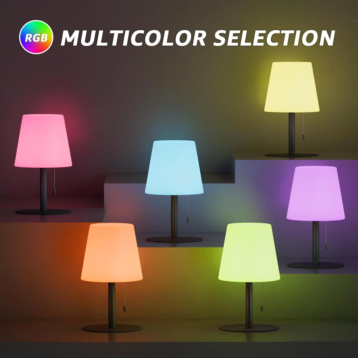 uuffoo Shower Lamp Waterproof Shower Light Warm White & RGB Dimmable Rechargeable Table Lamp Cordless Night Light for Bathroom, Dining Room, Patio H9.8in, D6.3in (Black)