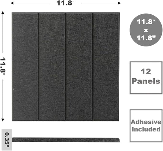 Felt Bulletin Board Tiles | Modern Cork Board Alternative | Large Cork Boards for Walls | Aesthetic Felt Wall Panels for Office & Home Decor | Pinboard & Photo Board (12-Pack) | Black
