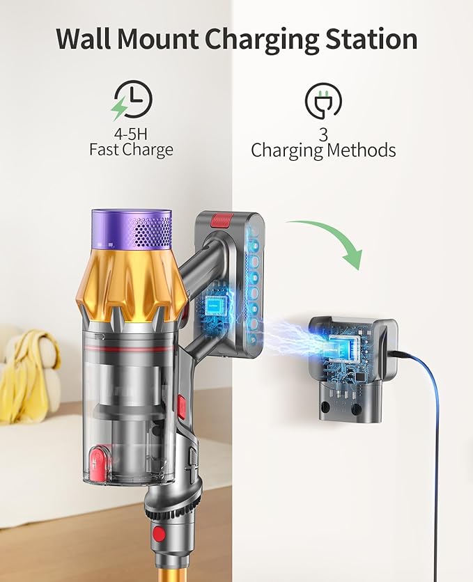 Cordless Vacuum Cleaner, 600W 50KPA 65Mins Cordless Stick Vacuum Cleaner With Touch Screen, Self-Standing,Wall Mount Charging, Handheld Vacuum Cleaners for Home/Pet Hair/Carpets/Hard Floors(X7A)