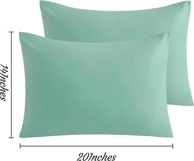 NTBAY Toddler Pillow Cases Set of 2, 2 Pack Brushed Microfiber 14x20 Pillow Cases, Soft, Wrinkle, Fade, Stain Resistant Mint Green Pillow Cases with Envelope Closure, 14x20 Inches, Mint Green