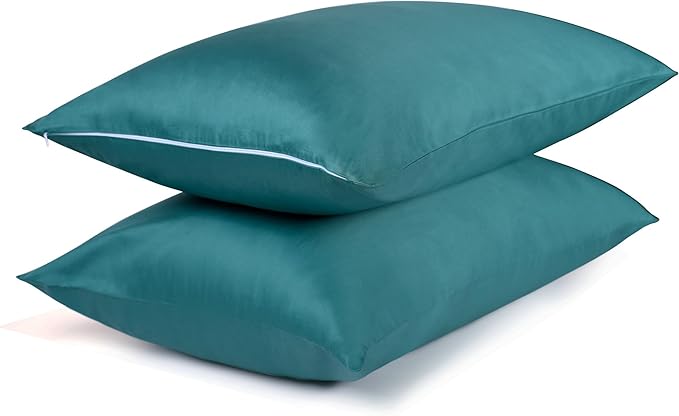 Cotton Pillow Protectors/Cover King Size with Zipper 2 Pack Teal Blue Pillow Cases Cooling & Breathable Bed Pillow Protectors Set of 2 Pillow Cases Cover (20" x 40")
