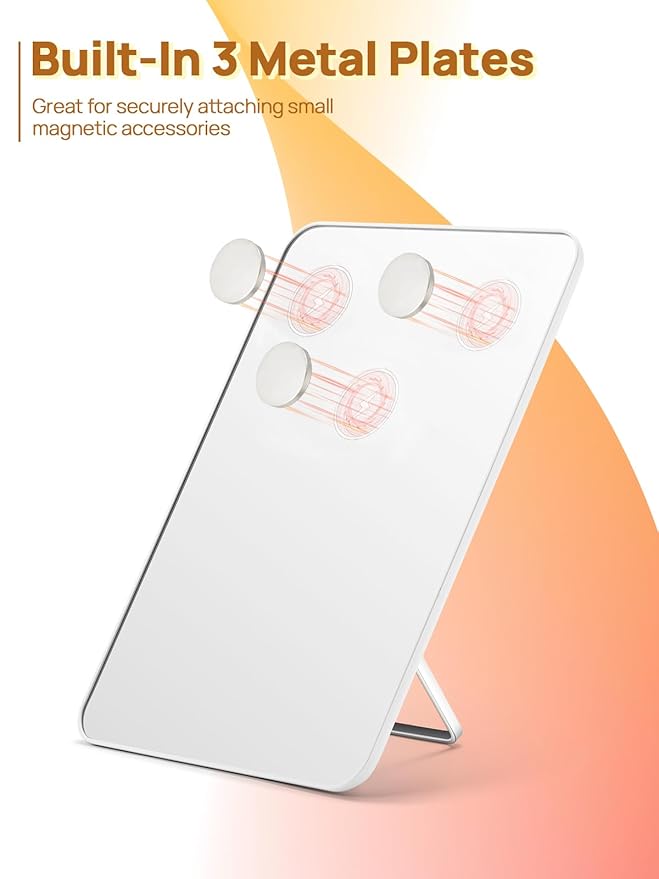OMIRO Makeup Mirror for Desk, 10 x 7 inches Table Mirror with Adjustable Stand and Hanging Hole for Shaving and Travelling, White