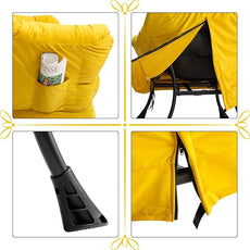 HollyHOME Lazy Chair with Armrest and Side Pocket, Comfy Accent Lounge Chair,Leisure Sofa Armchair for Living Room, Bedroom, Dorm, or Small Spaces, Oversized Reading Sofa Chair,Velvet Yellow