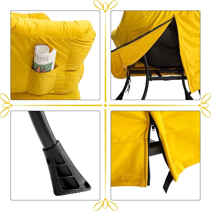 HollyHOME Lazy Chair with Armrest and Side Pocket, Comfy Accent Lounge Chair,Leisure Sofa Armchair for Living Room, Bedroom, Dorm, or Small Spaces, Oversized Reading Sofa Chair,Velvet Yellow