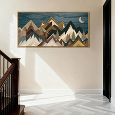 BINCUE Mountain Wall Art Framed Canvas Wall Art Nature Forest Wall Decor Rustic Farmhouse Wall Painting Moon Art for Living Room Bedroom Dining Room Large Size 20