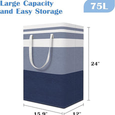 BlissTotes 3-Pack Laundry Basket, Freestanding＆Waterproof Laundry Hamper, Collapsible Tall Clothes Hamper with Easy Carry Handles for Clothes, Towels in the Family and Dorm,Gradient Blue,75L