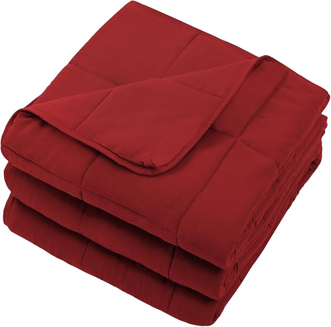 Red Weighted Blanket for Adults 15lbs, 60"x80", Queen Size Cooling Heavy Throw Blanket for 120-160lbs, Microfiber Soft Thick Big Blankets Weighted Comforter Breathable Gift for Sleeping