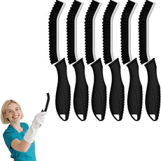 Crevice Cleaning Brushes, Cleaner Scrub Brush Tool for Hard to Reach Tight Space, Home Essentials, Serrated Scrub Brushes, Cleaning Supplies for Shower, Bathroom, Kitchen, Toilet (6, Black)