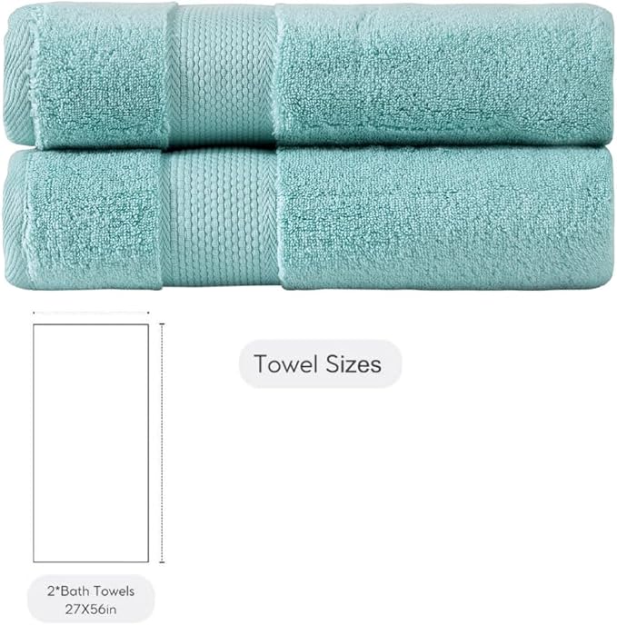 BAGNO MILANO Turkish Towels, Ultra Soft, Plush Luxury Turkih Cotton Bath Towels, Quick Dry Towel Set Made in Turkey (Mint Green, 2 Pcs Bath Towel Set)