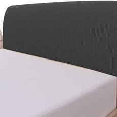 Easy-Going Stretch Bed Headboard Cover,Small Square Jacquard Headboard Slipcover, Dustproof Bed Head Cover for Bedroom (King,Dark Gray)