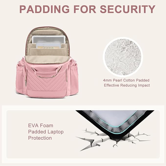 Laptop Backpack for Women Bookbag: 15.6 inch Work School Backpacks with Pouch Pocket for Large Capacity Cup & USB Charger College Book Bag Travel Business Nurse Teacher Bookbags Anti-theft Back Pack