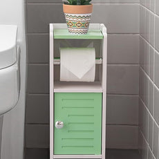 AOJEZOR Toilet Paper Holder Stand: Freestanding PVC Cabinet Storage for Small Bathroom Spaces for Homes and Renters-Mint Green