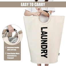 DOKEHOM 125L X-Large Laundry Basket, Collapsible Laundry Bag, Freestanding Tall Clothes Hamper, Foldable Washing Bin (Beige)