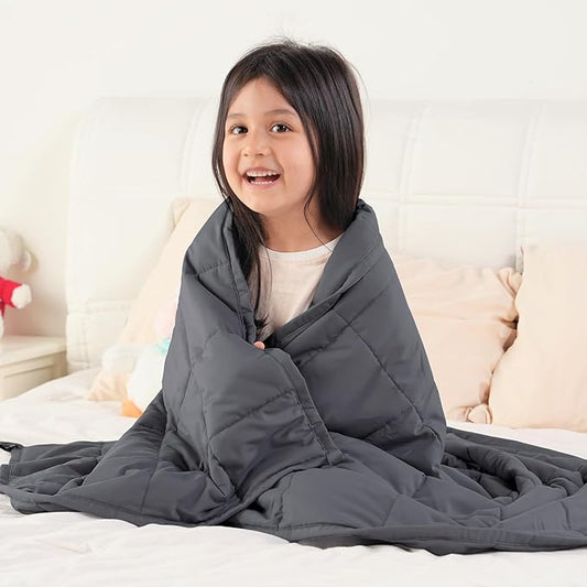 Topblan 3 lb Weighted Blanket, 36" x 48" Small Heavy Blanket, Soft Microfiber, Glass Bead Filling for Calming and Better Sleep, Washable,Dark Grey