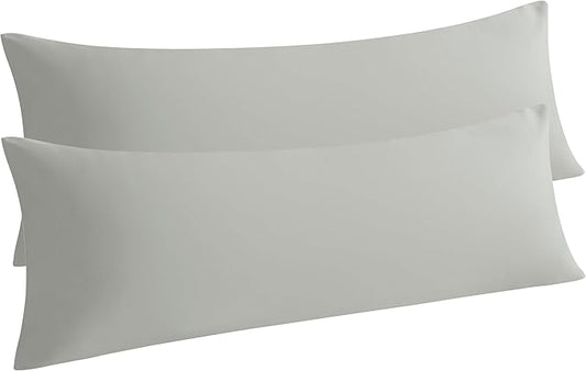 NTBAY Body Pillowcase Set of 2, 20x54 inches, Light Grey, Soft, Wrinkle, Fade Resistant, Envelope Closure, Microfiber, 2 Pieces